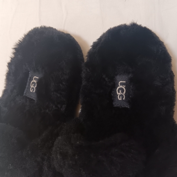 Black faux fur slides - Picture 2 of 6